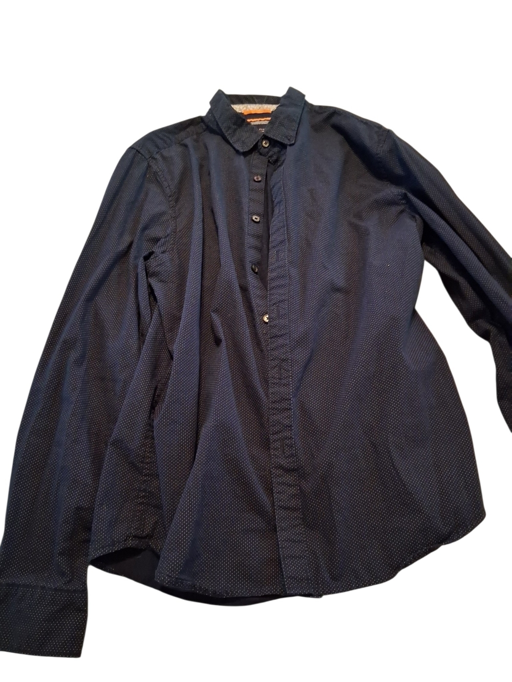 Denim & Flower Navy Microdot Long-Sleeve Button-Up Shirt
